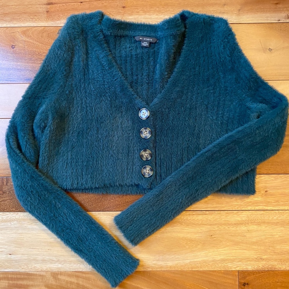 -new- AE Studio cropped forest green sweater